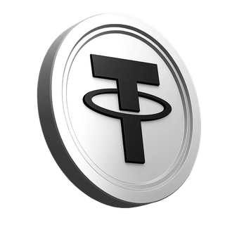 Section d'information de la plateforme mettant en avant une illustration de la pièce Tether USDT